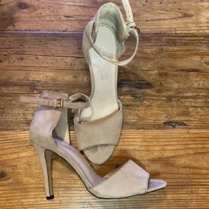 ALDO beige suede cap heel open toe - size 38 - worn once!